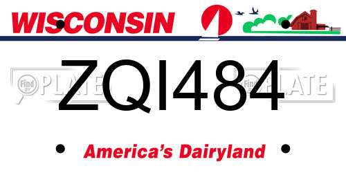 ZQI484 Wisconsin License Plate