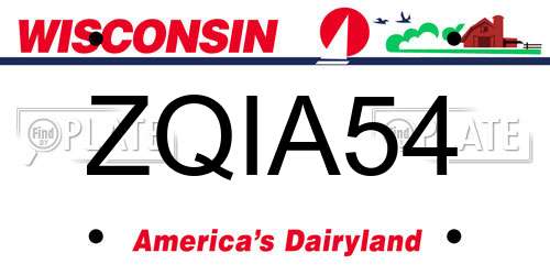 ZQIA54 Wisconsin License Plate