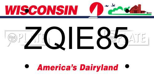 ZQIE85 Wisconsin License Plate