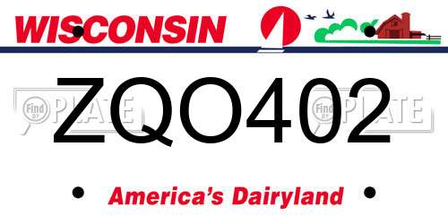 ZQO402 Wisconsin License Plate