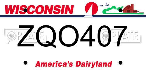 ZQO407 Wisconsin License Plate