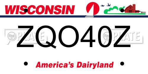 ZQO40Z Wisconsin License Plate