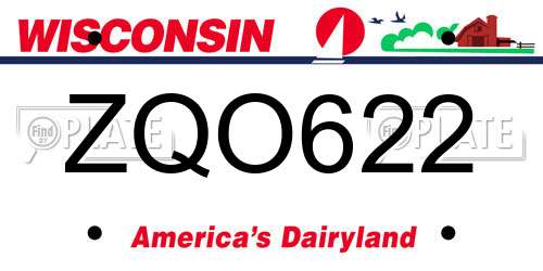 ZQO622 Wisconsin License Plate