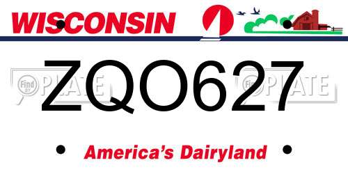 ZQO627 Wisconsin License Plate