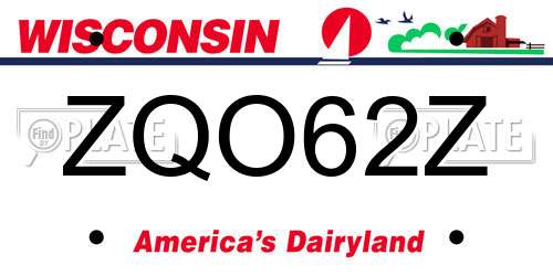 ZQO62Z Wisconsin License Plate