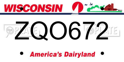 ZQO672 Wisconsin License Plate