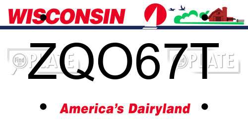 ZQO67T Wisconsin License Plate