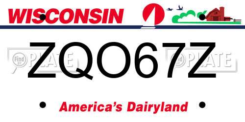 ZQO67Z Wisconsin License Plate
