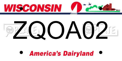 ZQOA02 Wisconsin License Plate