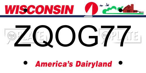 ZQOG77 Wisconsin License Plate