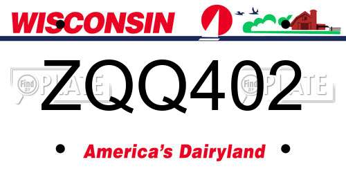 ZQQ402 Wisconsin License Plate