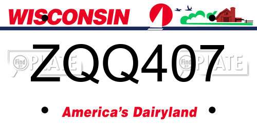 ZQQ407 Wisconsin License Plate