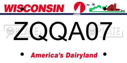 ZQQA07 Wisconsin License Plate