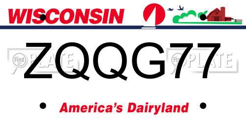 ZQQG77 Wisconsin License Plate