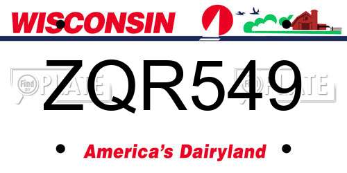ZQR549 Wisconsin License Plate
