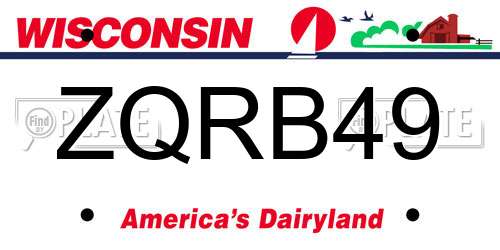 ZQRB49 Wisconsin License Plate