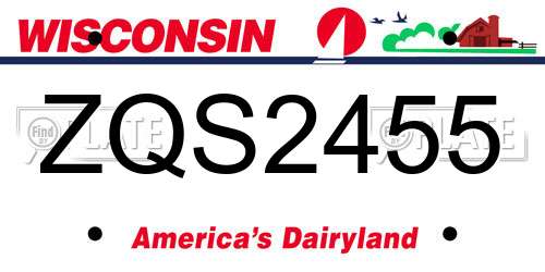 ZQS2455 Wisconsin License Plate