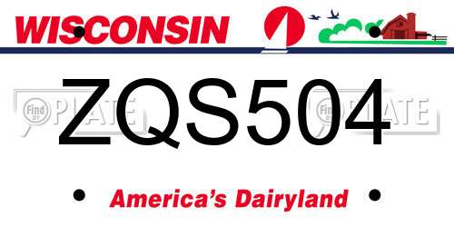 ZQS504 Wisconsin License Plate
