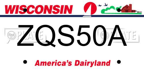 ZQS50A Wisconsin License Plate