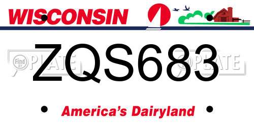 ZQS683 Wisconsin License Plate