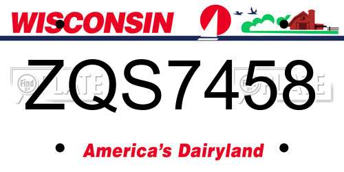 ZQS7458 Wisconsin License Plate