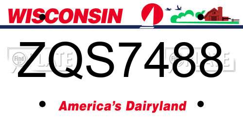 ZQS7488 Wisconsin License Plate
