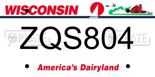 ZQS804 Wisconsin License Plate