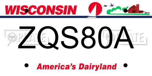 ZQS80A Wisconsin License Plate