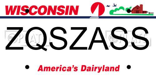 ZQSZASS Wisconsin License Plate
