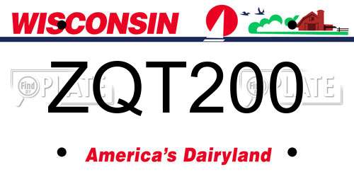 ZQT200 Wisconsin License Plate