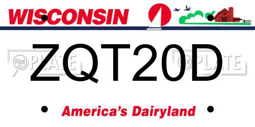 ZQT20D Wisconsin License Plate