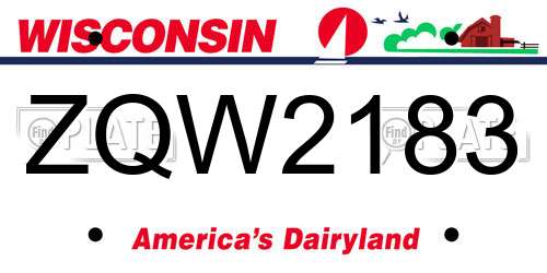 ZQW2183 Wisconsin License Plate