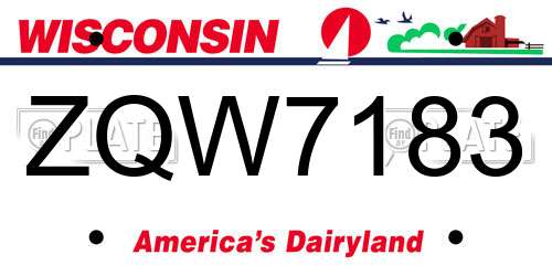 ZQW7183 Wisconsin License Plate