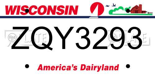 ZQY3293 Wisconsin License Plate