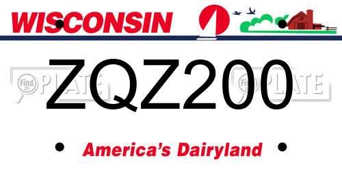 ZQZ200 Wisconsin License Plate