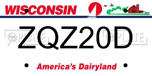 ZQZ20D Wisconsin License Plate