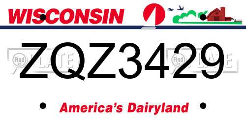ZQZ3429 Wisconsin License Plate