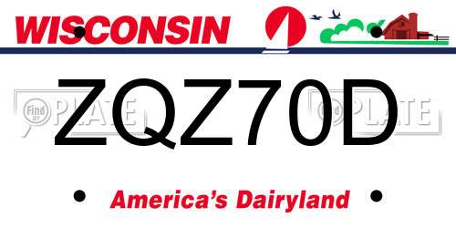 ZQZ70D Wisconsin License Plate