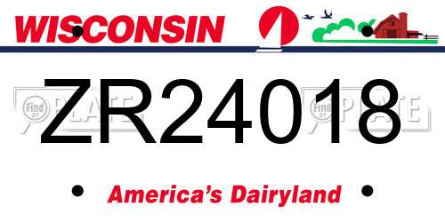 ZR24018 Wisconsin License Plate