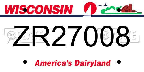 ZR27008 Wisconsin License Plate