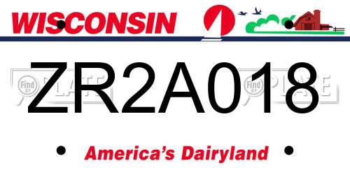 ZR2A018 Wisconsin License Plate