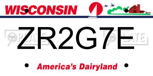 ZR2G7E Wisconsin License Plate