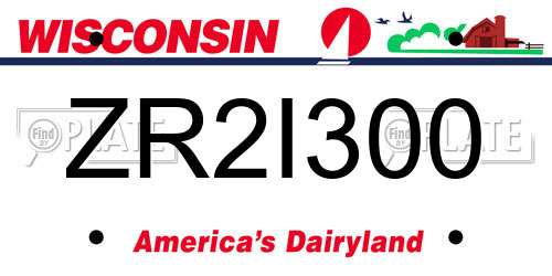 ZR2I300 Wisconsin License Plate