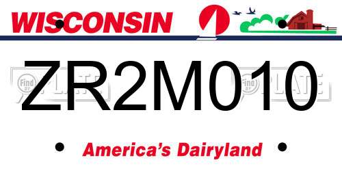 ZR2M010 Wisconsin License Plate