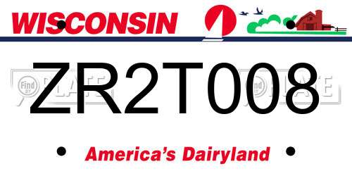 ZR2T008 Wisconsin License Plate