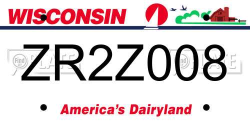ZR2Z008 Wisconsin License Plate