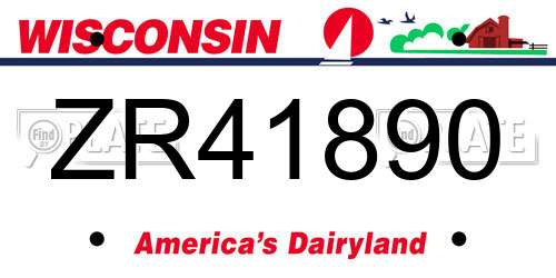 ZR41890 Wisconsin License Plate