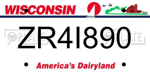 ZR4I890 Wisconsin License Plate