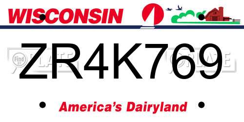 ZR4K769 Wisconsin License Plate