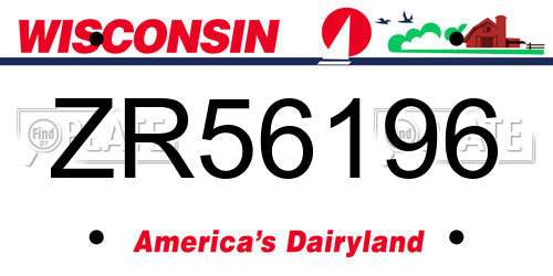 ZR56196 Wisconsin License Plate
